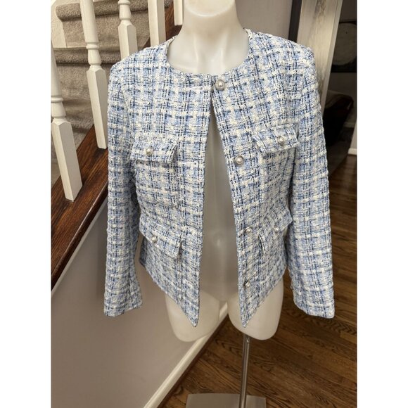 NWT H&M Blue Tweed Jacket Small Sold Out - Picture 1 of 3